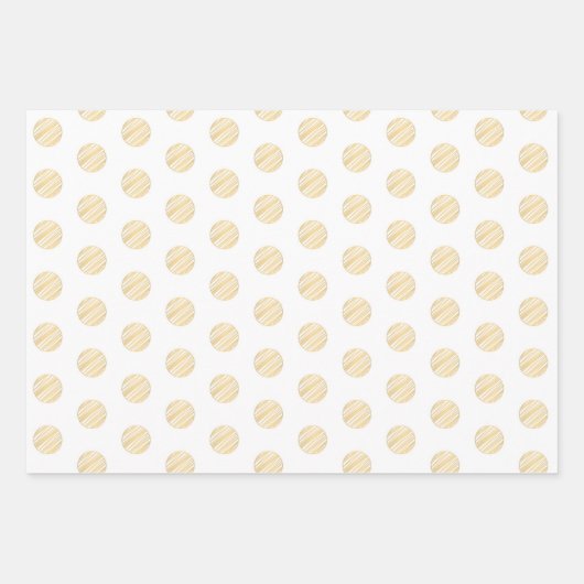 Witte & Gouden Candy Cane Stripes & Polka Dots Inpakpapier Vel (Voorkant)