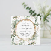 Witte Gouden Cirkel Frame Boho Botanisch Eucalyptu Kaart (Staand voorkant)