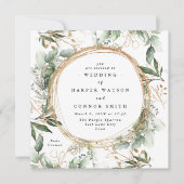 Witte Gouden Cirkel Frame Boho Botanisch Eucalyptu Kaart (Voorkant)