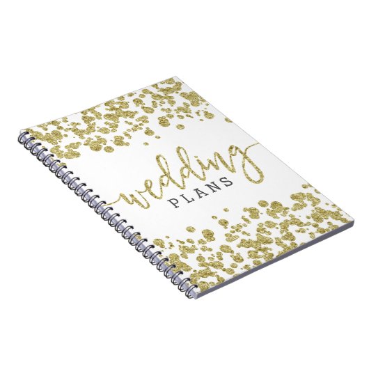 Witte & Gouden Confetti Bruiloft Planner Notitieboek (Rechterzijde)