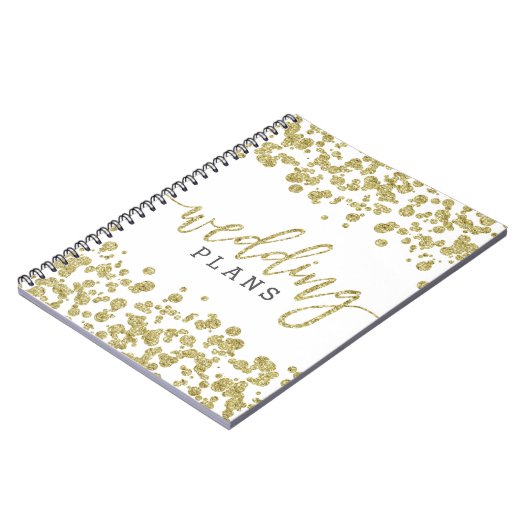 Witte & Gouden Confetti Bruiloft Planner Notitieboek (Linkerzijde)