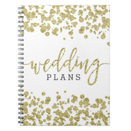 Witte & Gouden Confetti Bruiloft Planner Notitieboek