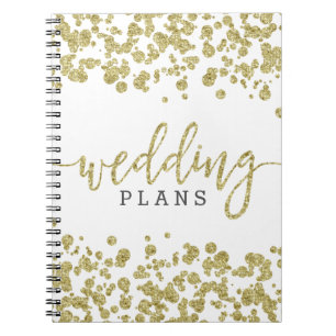 Witte & Gouden Confetti Bruiloft Planner Notitieboek