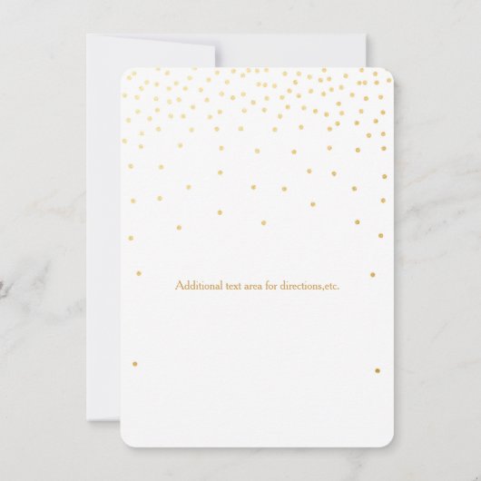 Witte & Gouden Confetti Stippen Repetitie Diner Ka Kaart (Achterkant)