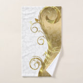 Witte & gouden damast bad handdoek (Handdoek)