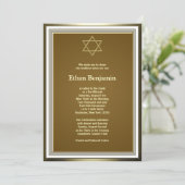Witte Gouden Davidster Bar Mitzvah Kaart (Staand voorkant)