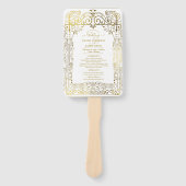 Witte Gouden Deco Chic Glam Bruiloftsprogramma Han Handwaaier (Voorkant)
