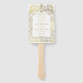 Witte Gouden Deco Chic Glam Trouwprogramma Handven Handwaaier (Achterkant)