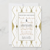 Witte & Gouden Diamant Glamour Modern Classy Weddi Kaart (Voorkant)