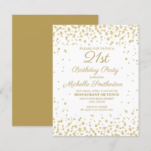 Witte Gouden Diamant Glitter Vrouwen 21e Verjaarda Kaart