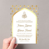 Witte Gouden Diamanten Boog Moslim Bruiloft Acryl Uitnodigingen (Insitu (Draagbaar))