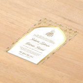 Witte Gouden Diamanten Boog Moslim Bruiloft Acryl Uitnodigingen (Laagn)