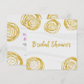 Witte & Gouden Draairozen Moderne Bruidsdouche Kaart (Voorkant / Achterkant)