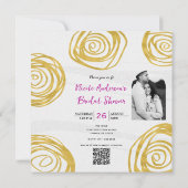 Witte & Gouden Draairozen Moderne Bruidsdouche Kaart (Achterkant)