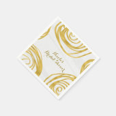 Witte & Gouden Draairozen Moderne Bruidsdouche Servetten (Hoek)