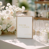 Witte & Gouden Drink & Savor Wedding Bar Teken Folie Uitnodiging