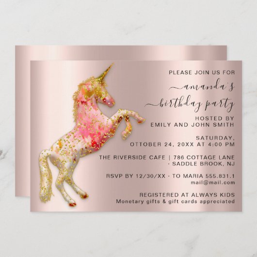 Witte Gouden Eenhoorn Paard Verjaardagsfeest Uniek Kaart (Voorkant / Achterkant)