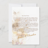 witte gouden elegante herfst bloemen Uitnodiging (Achterkant)