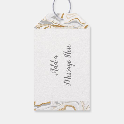 Witte, gouden en grijze marmer zoals zwembroeken V Cadeaulabel (Achterkant)