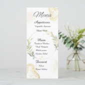 Witte, gouden en groene bloemen abstract menu (Staand voorkant)