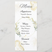 Witte, gouden en groene bloemen abstract menu (Voorkant)