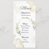 Witte, gouden en groene bloemen abstract menu (Voorkant / Achterkant)
