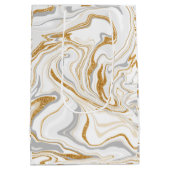 Witte, gouden en zilverkleurige zwirls medium cadeauzakje (Achterkant)