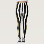Witte, gouden en zwarte strepen leggings (Voorkant)