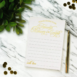 Witte gouden favoriete herinnering van het paar folie uitnodiging