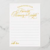 Witte gouden favoriete herinnering van het paar folie uitnodiging (Voorkant)