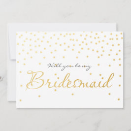 Witte & Gouden Folie Confetti Stippen BRIDESMEISJE Kaart