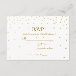 Witte & Gouden Folie Confetti Stippen Bruiloft RSV RSVP Kaartje