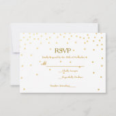 Witte & Gouden Folie Confetti Stippen Trouw RSVP K Kaartje (Voorkant)