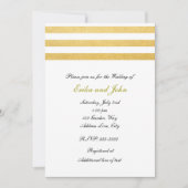 Witte & Gouden Folie Gestreepte Chique Bruiloft Ui Kaart (Voorkant)