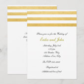 Witte & Gouden Folie Gestreepte Chique Bruiloft Ui Kaart (Voorkant / Achterkant)