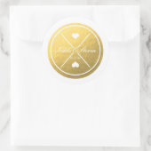 Witte & Gouden Folie Hart Ronde Bruiloft Sticker (Tas)