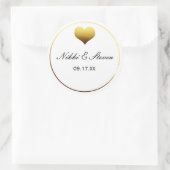 Witte & Gouden Folie Hart Ronde Sticker Label Favo (Tas)