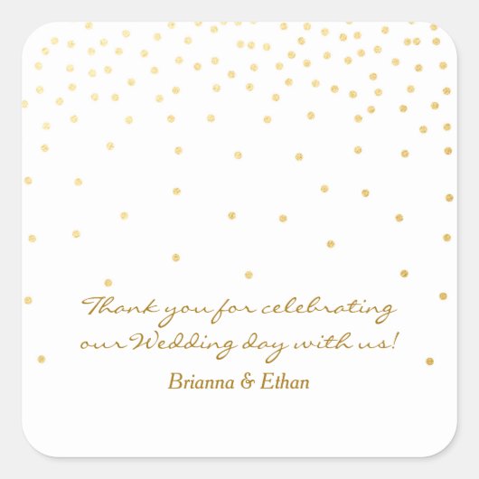 Witte & Gouden Folie Stippen Modern Wedding Sticke Vierkante Sticker (Voorkant)