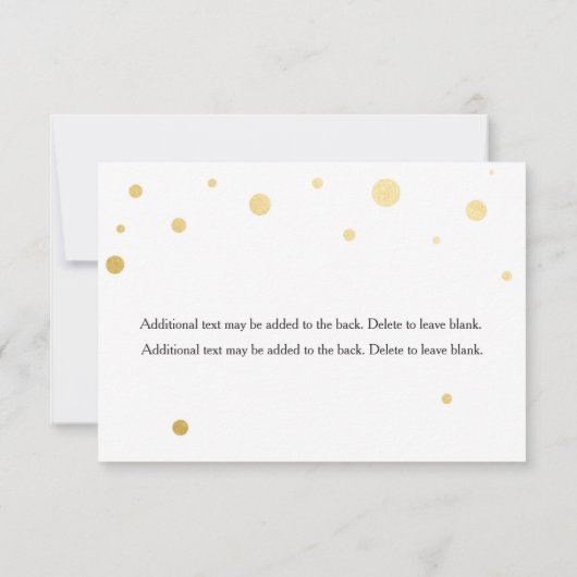 Witte & Gouden Folie Stippen RSVP Bruiloft Kaart (Achterkant)