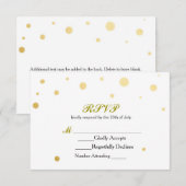 Witte & Gouden Folie Stippen RSVP Bruiloft Kaart (Voorkant / Achterkant)