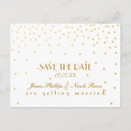 Witte & Gouden Folie Stippen Save The Date Postkaa Aankondigingskaart