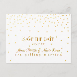 Witte & Gouden Folie Stippen Save The Date Postkaa Aankondigingskaart