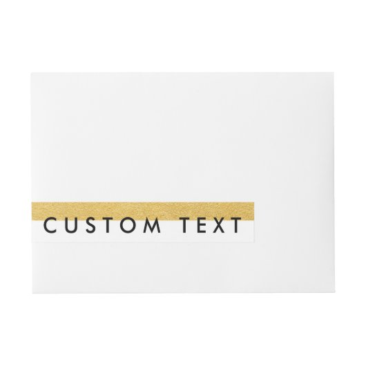 Witte & Gouden Folie Streep Wrap Around Uitnodigin Adreslabel Wikkel (Voorkant)