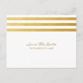 Witte & Gouden Folie Strepen Save The Date Postkaa Aankondigingskaart