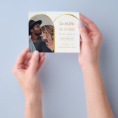 Witte gouden foto boog bruiloft budget Save the Da Flyer (Hand)