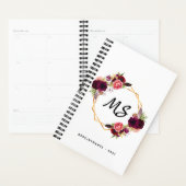 Witte gouden geometrische bruinbloemmonogram planner (Display)