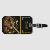 Witte & Gouden Gitaar Cowboy ingewikkeld Bagagelabel (Voorkant (horizontaal))