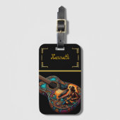 Witte & Gouden Gitaar Westerne Vibes Bagagelabel (Voorkant (verticaal))