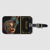 Witte & Gouden Gitaar Westerne Vibes Bagagelabel (Voorkant (horizontaal))