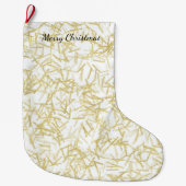 Witte Gouden Glam Glitterende Kerst Grote Kerstsok (Voorkant)